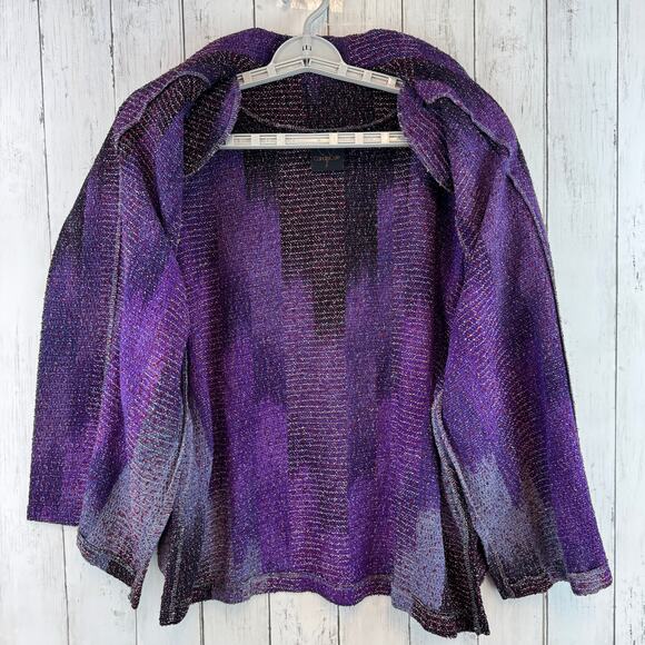Candiss Cole Ocean Mist Purple Silk-Blend Handwoven Jacquard Jacket Size Medium - Picture 10 of 14